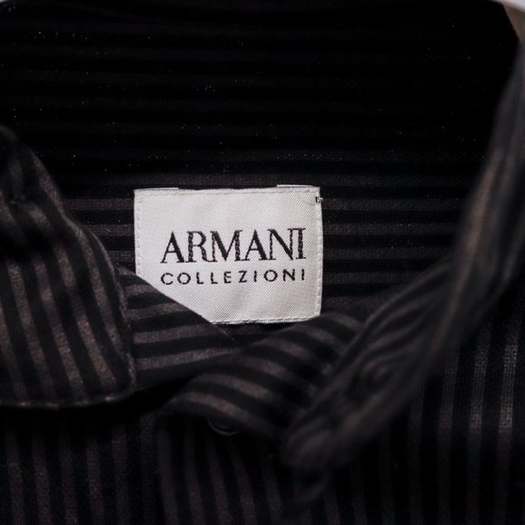 Armani Collezioni Black Pinstripe Shirt - Picture 4 of 10